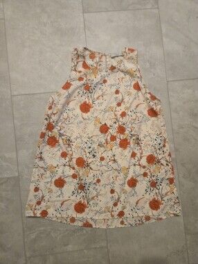 Dalia Floral Sleeveless Tank Top - Cream/Orange, Size M